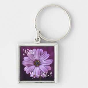 Cute Hallo Beauful Lavender Daisy Flower Sleutelhanger