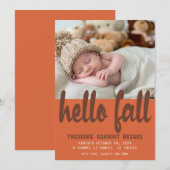 Cute Hallo Herfst herfst Baby Birth Foto Aankondiging (Voorkant / Achterkant)
