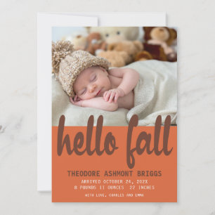 Cute Hallo Herfst herfst Baby Birth Foto Aankondiging