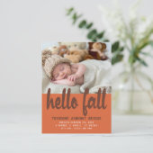 Cute Hallo Herfst herfst Baby Birth Foto Aankondigingskaart (Staand voorkant)