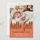 Cute Hallo Herfst herfst Baby Birth Foto Magnetische Uitnodiging (Voorkant)