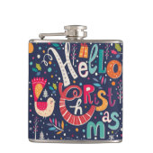 Cute Hallo kerstkleurig retrotekst ontwerp Heupfles (Voorkant)