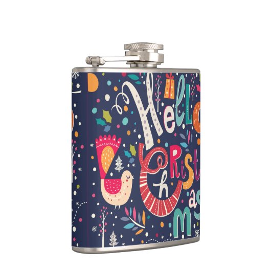 Cute Hallo kerstkleurig retrotekst ontwerp Heupfles (Rechts)