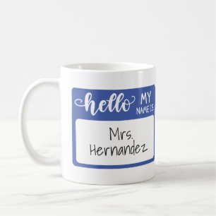 Cute Hallo mijn naam is Blue Name-label Typografie Koffiemok
