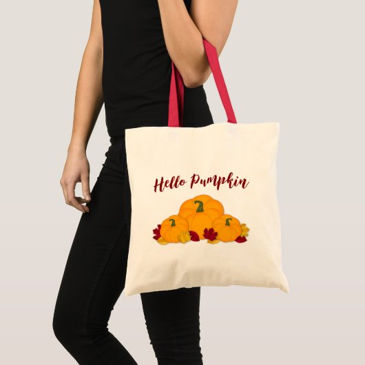 Cute Hallo Pumpkin Fall Leaves Tote Bag (Voorkant (product))