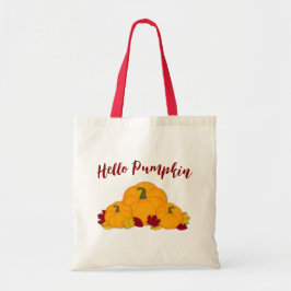 Cute Hallo Pumpkin Fall Leaves Tote Bag