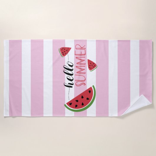 Cute Hallo Summer Calligraphy Watermelon Slices Strandlaken (Voorkant)