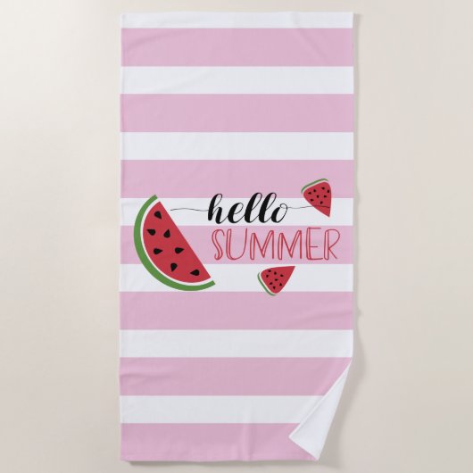 Cute Hallo Summer Calligraphy Watermelon Slices Strandlaken (Voorkant)