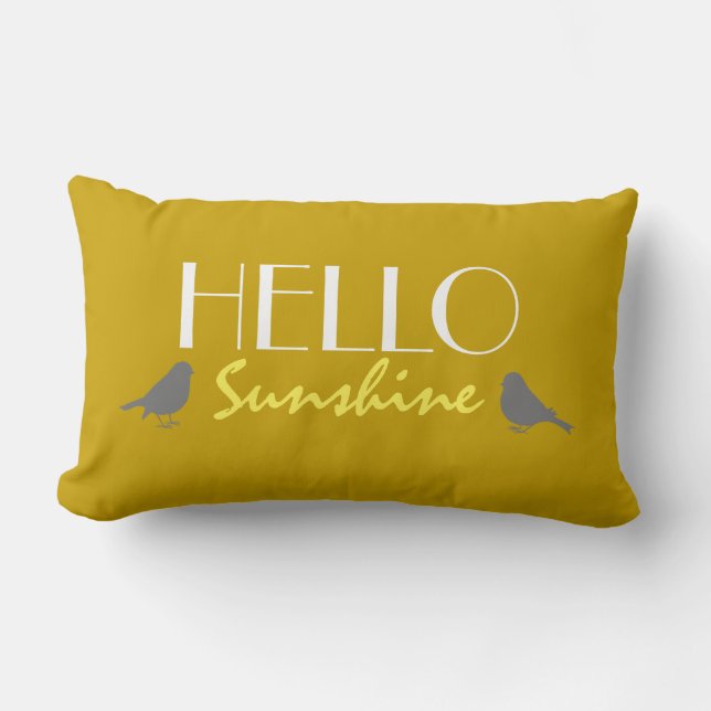 Cute Hallo Sunshine Quote Ochre Yellow Grey Modern Kussen (Voorkant)