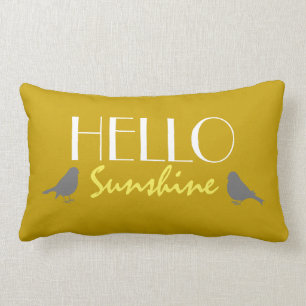 Cute Hallo Sunshine Quote Ochre Yellow Grey Modern Kussen
