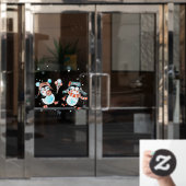 Cute Hallo Winter Happy Penguin's Shop Raamsticker (Kantoordeur)