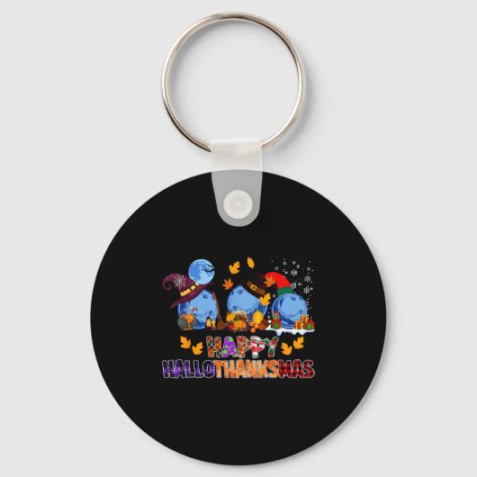 Cute Hallothanksmas Bowling Halloween Thanksgiving Sleutelhanger (Voorkant)