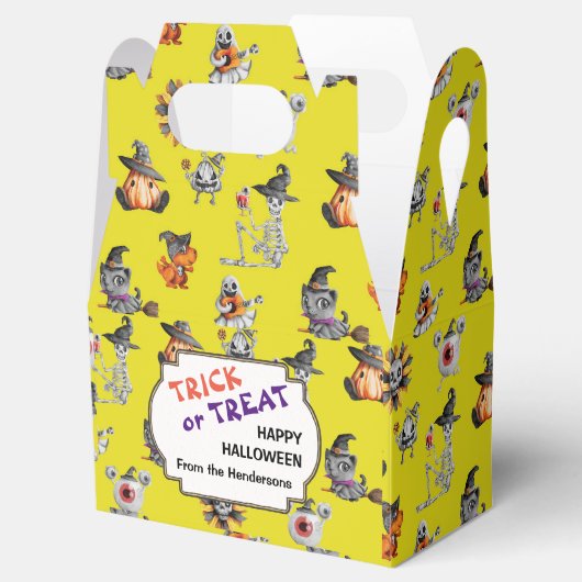 Cute Halloween all-over design, aangepast Bedankdoosjes (Geopend)