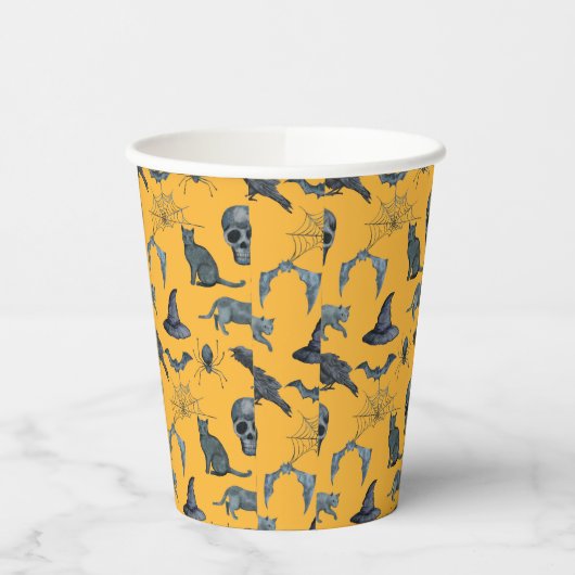 Cute Halloween all-over design Paper Cups Papieren Bekers (Links)