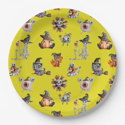Cute Halloween all-over design Papieren Bordje (Voorkant)