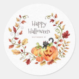 Cute Halloween Autumn Foliage Ronde Sticker