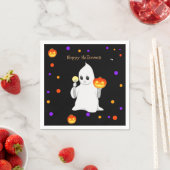 Cute Halloween Baby Ghost & Pumpkins on Black Servet (Insitu)