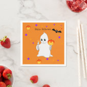 Cute Halloween Baby Ghost & Pumpkins on Oranje Servet (Insitu)