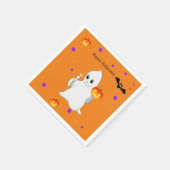 Cute Halloween Baby Ghost & Pumpkins on Oranje Servet (Hoek)