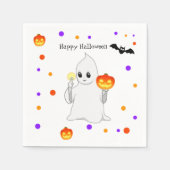Cute Halloween Baby Ghost & Pumpkins on White Servet (Voorkant)