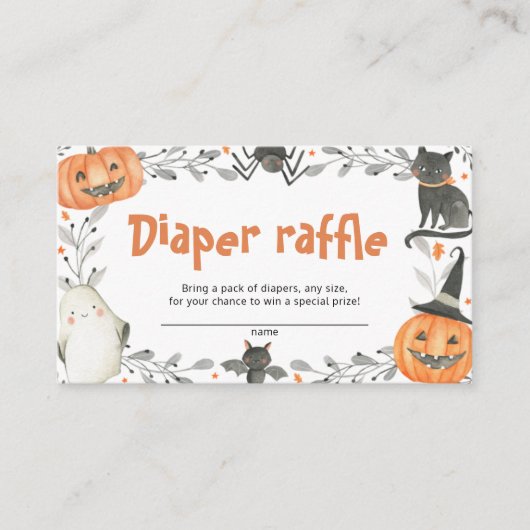 Cute Halloween Baby shower Diaper Raffle Kaarten (Voorkant)