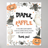 Cute Halloween Baby shower Diaper Raffle Sign Poster (Voorkant)