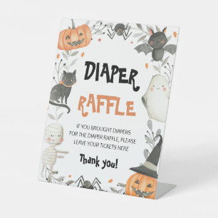 Cute Halloween Baby shower Diaper Raffle Sign Reclamebord Met Voetstuk