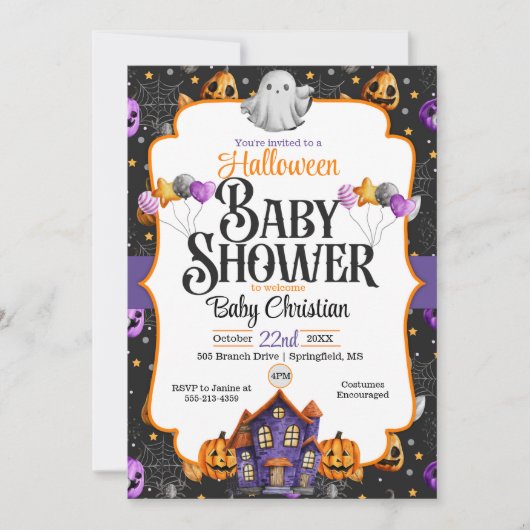 Cute Halloween Baby shower Invitation Kaart (Voorkant)