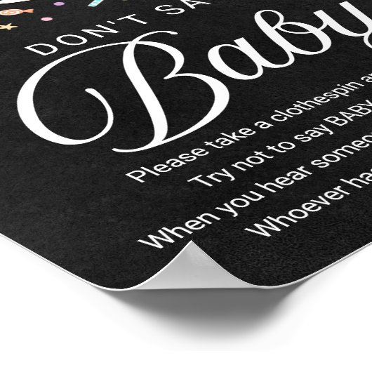 Cute Halloween Baby shower Zeg geen Baby Sign Poster (Hoek)