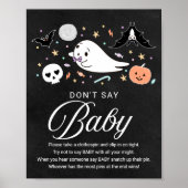 Cute Halloween Baby shower Zeg geen Baby Sign Poster (Voorkant)