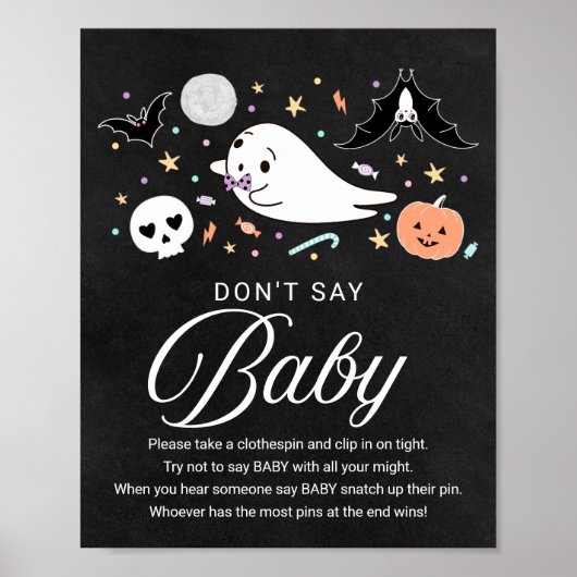 Cute Halloween Baby shower Zeg geen Baby Sign Poster (Voorkant)
