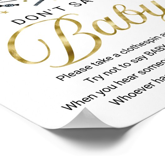 Cute Halloween Baby shower Zeg geen Baby Sign Poster (Hoek)