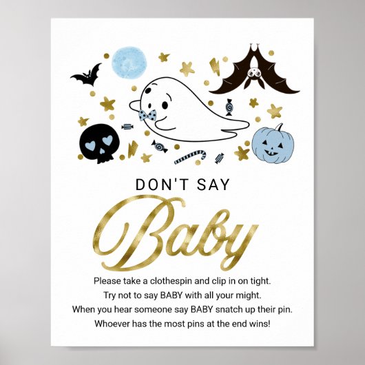 Cute Halloween Baby shower Zeg geen Baby Sign Poster (Voorkant)