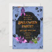 Cute Halloween Bat 1 Party Kaart (Voorkant)