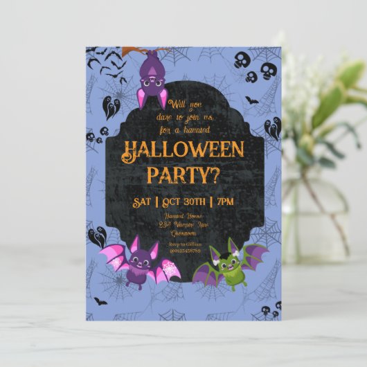 Cute Halloween Bat 1 Party Kaart (Staand voorkant)