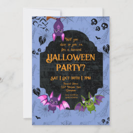 Cute Halloween Bat 1 Party Kaart
