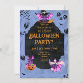 Cute Halloween Bat 2 Party Kaart (Voorkant)