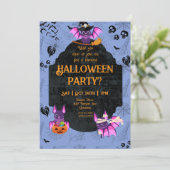 Cute Halloween Bat 2 Party Kaart (Staand voorkant)