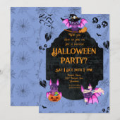 Cute Halloween Bat 2 Party Kaart (Voorkant / Achterkant)