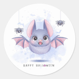 Cute Halloween Bat and Spiders Ronde Sticker