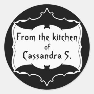 Cute Halloween bat Black and White gothic Ronde Sticker