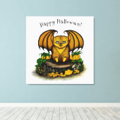 Cute Halloween Bat Canvas Afdruk (Insitu (Houten vloer))