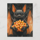 Cute Halloween Bat Cat With Candy Briefkaart (Voorkant)