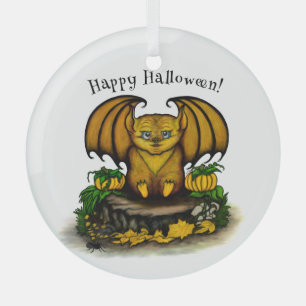 Cute Halloween Bat Glas Ornament
