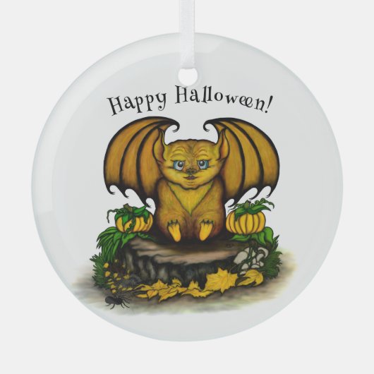 Cute Halloween Bat Glas Ornament (Voorkant)