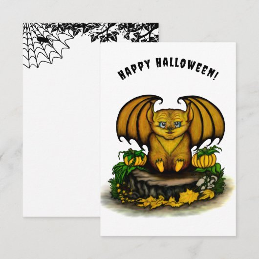 Cute Halloween Bat Informatiekaartje (Voorkant / Achterkant)