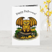 Cute Halloween Bat Kaart (Gele Bloem)