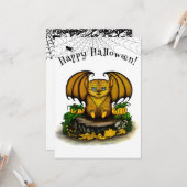 Cute Halloween Bat Kaart (Voorkant / Achterkant in situ)