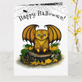 Cute Halloween Bat Kaart (Gele Bloem)