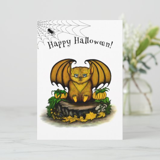 Cute Halloween Bat Kaart (Staand voorkant)
